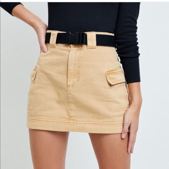 PacSun Dresses & Skirts - Pacsun Tan Cargo Skirt with Buckle Belt 26